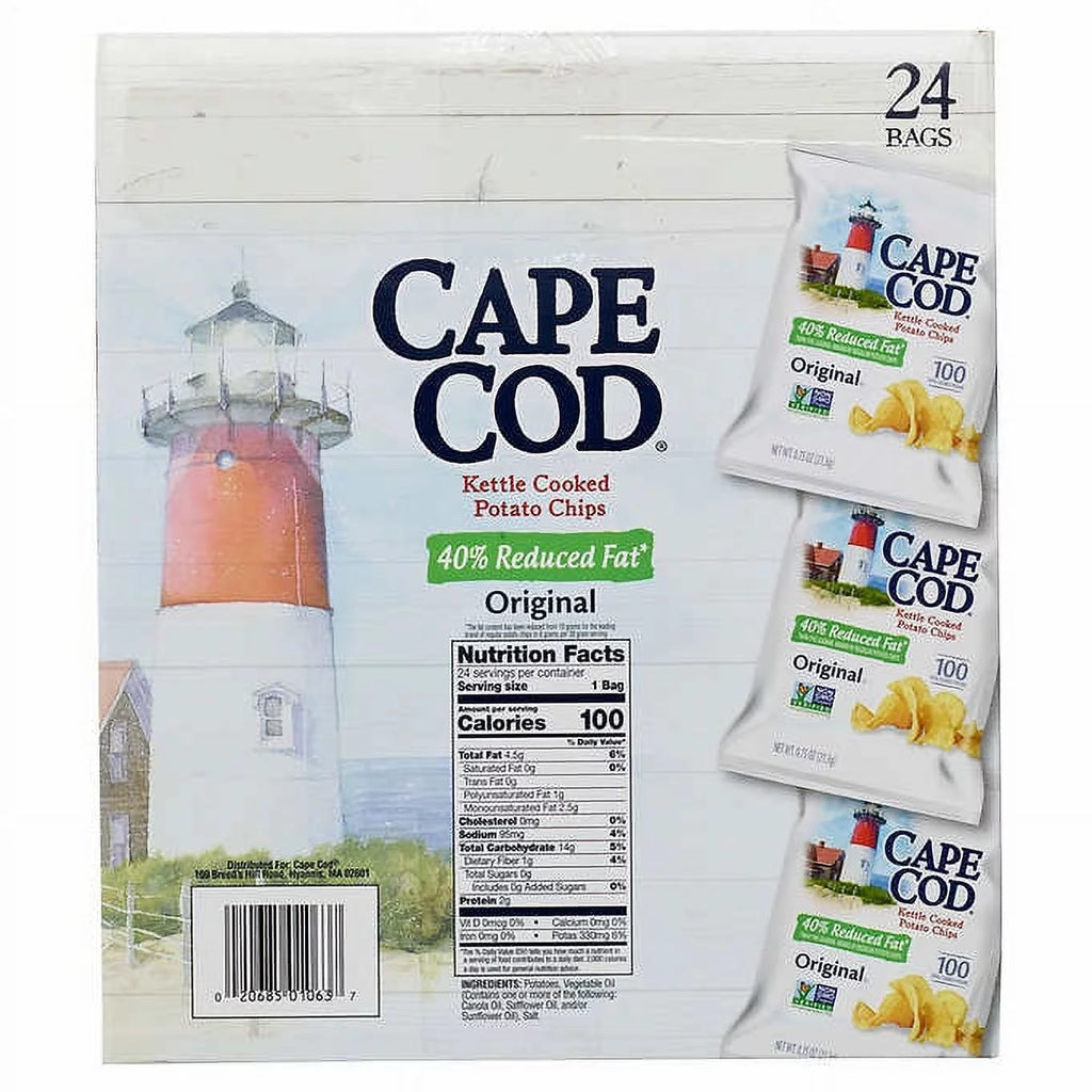Cape Cod Kettle Cooked Potato Chips, Original, 0.75 oz, 24 ct X78686