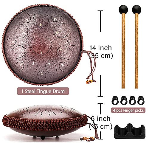 Steel Tongue Drum 15 Notes 13 Inch C-Key Handpan Black L907
