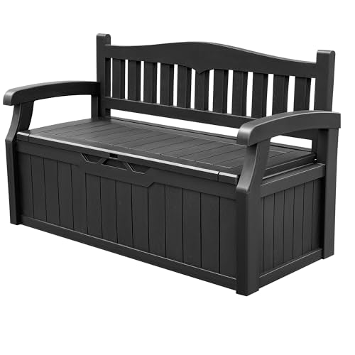 Devoko 80 Gallon Lockable Storage Bench Deck Box for Patio, Black Z966662