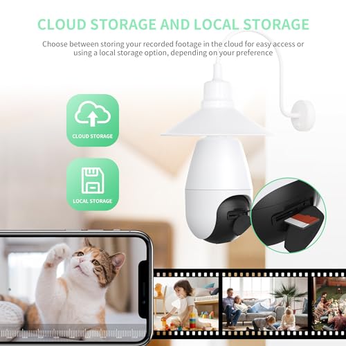 Eseecloud 5G Light Bulb Security Camera 2K with Auto Tracking, Weatherproof I331853