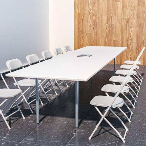 10 Pack White Plastic Folding Chair with Steel Frame A149586