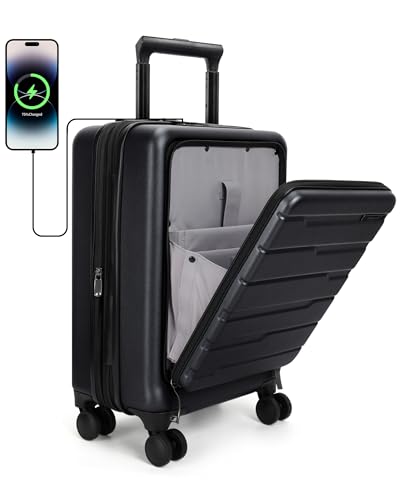 BAGSMART Expandable Carry On Luggage 20" with Spinner Wheels, TSA Lock, White D640894