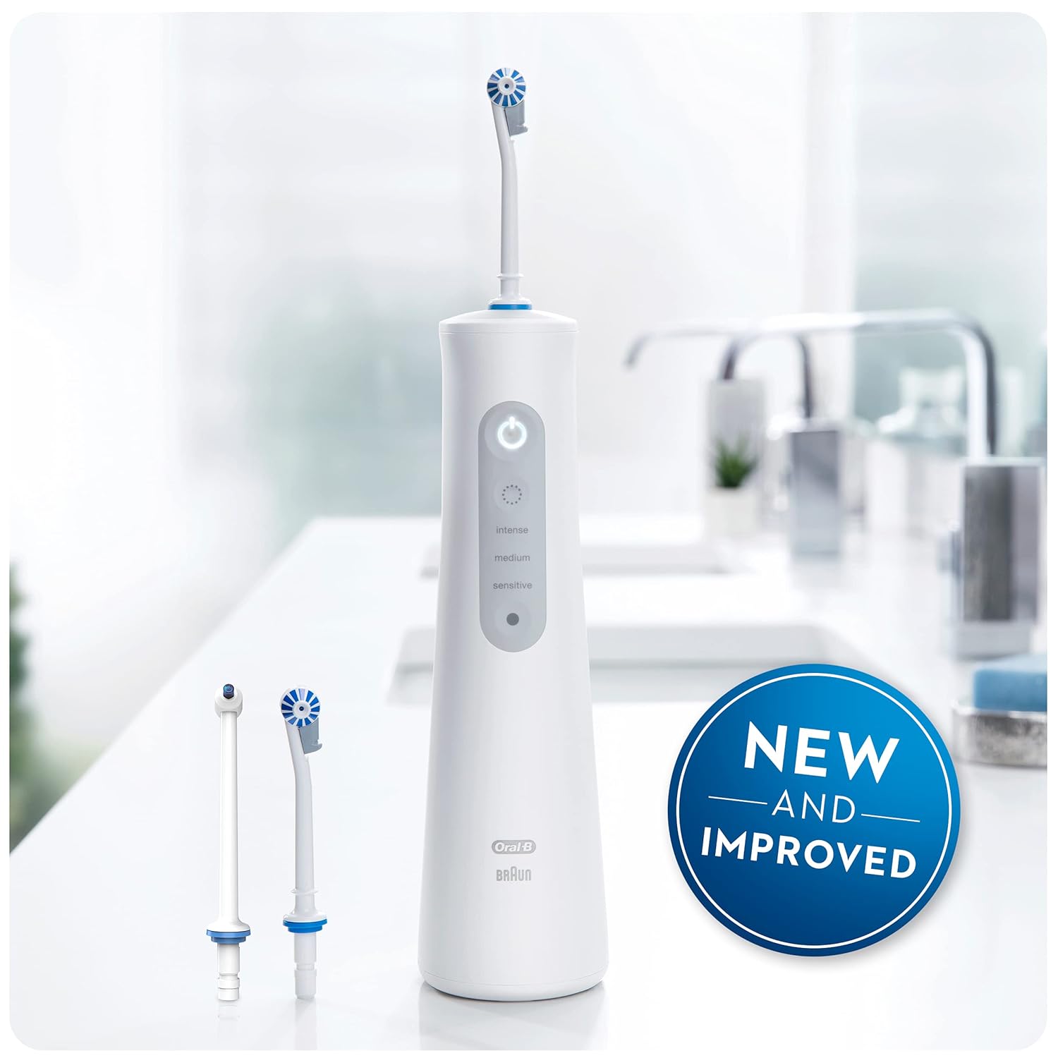 Oral-B Water Flosser Advanced, Cordless Portable Oral Irrigator with 3 Nozzles Q459