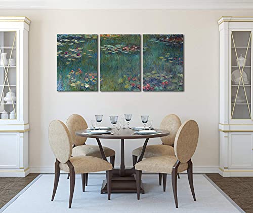 Wieco Art 3 Panels Framed Canvas Wall Art Water Lilies by Claude Monet O771680