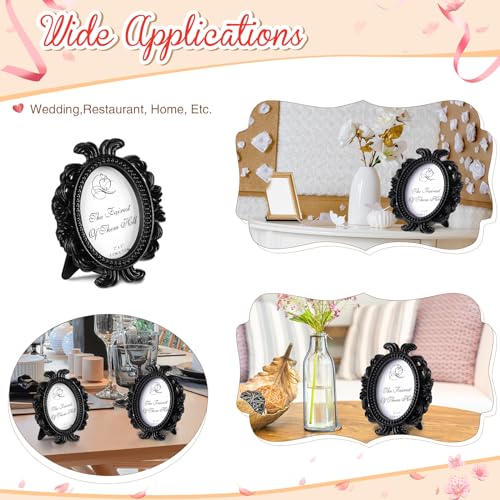 Vicenpal 20 Pieces Vintage Resin Picture Frames Antique Photo Frame Baroque Oval Mini Frame Table Top Display Black K3894