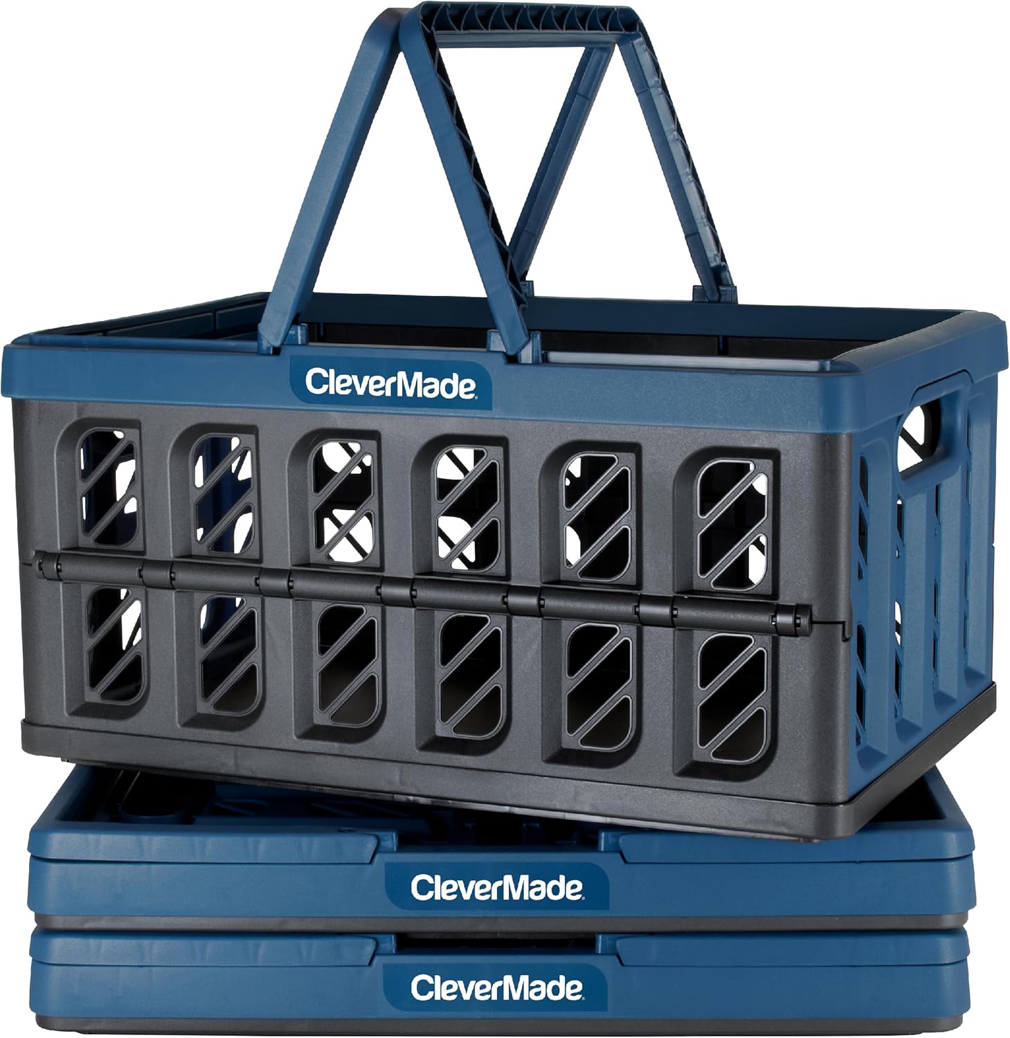 CleverMade Collapsible Storage Bin with Lid, Tan, 3PK A690