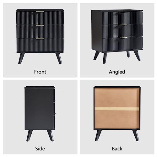 Fluted 5 Drawers Dresser for Bedroom, Wooden Tall Storage, Walnut L1075