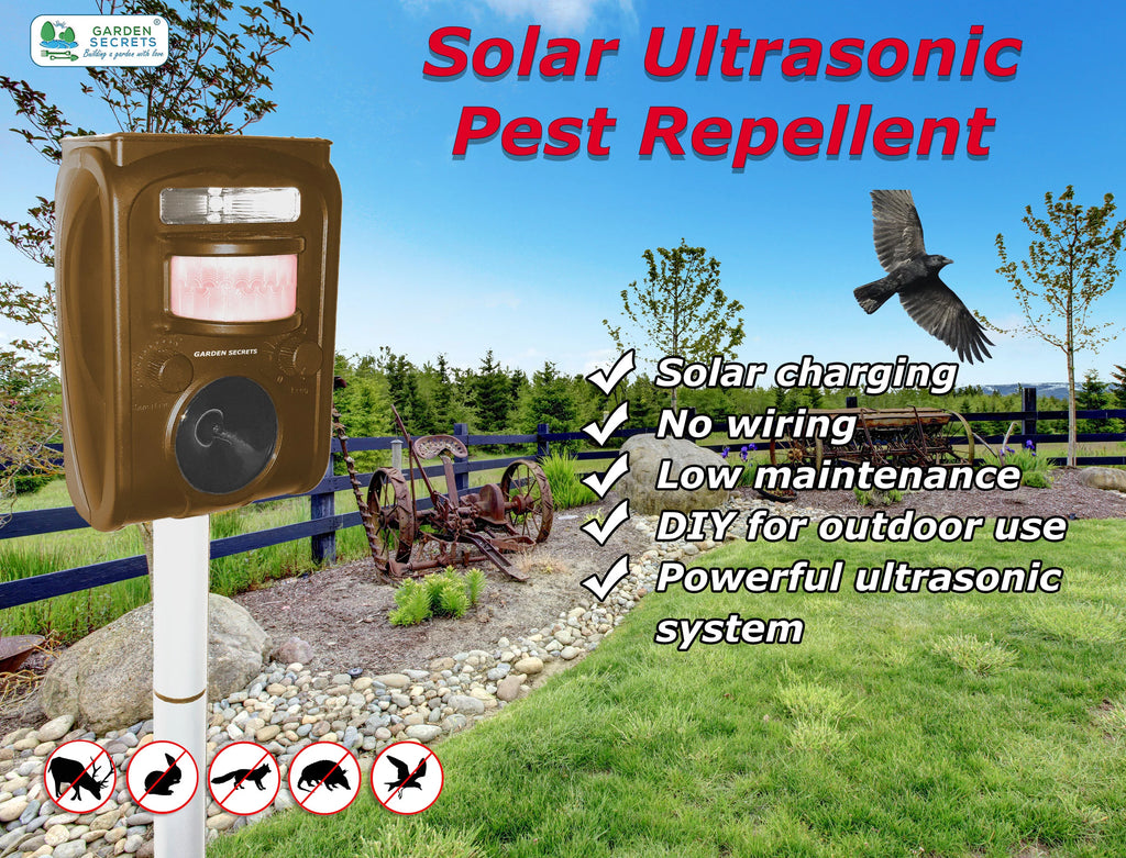 GARDEN SECRETS® Compact Solar Ultrasonic Animal Repellent M97580