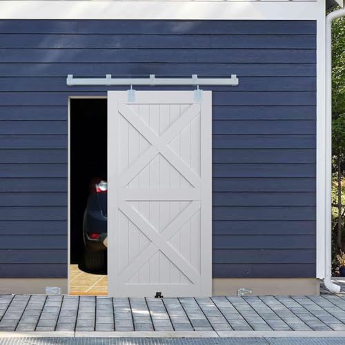 BARNSMITH 6FT Sliding Barn Door Hardware Kit, Heavy Duty Wall Mount S569746