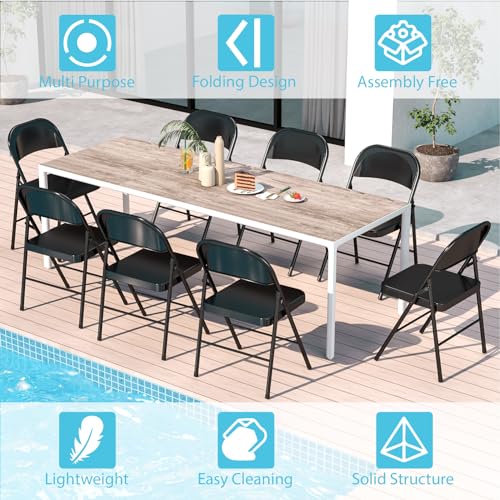 Folding Chairs with Padded Cushion and Back, 4 Pack, Black Q60523
