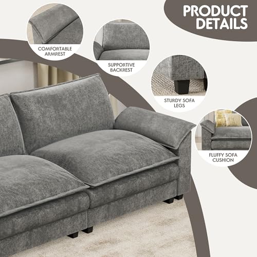 Homall 119" Modular Sectional Sofa with Reversible Ottoman, Light Grey V97154