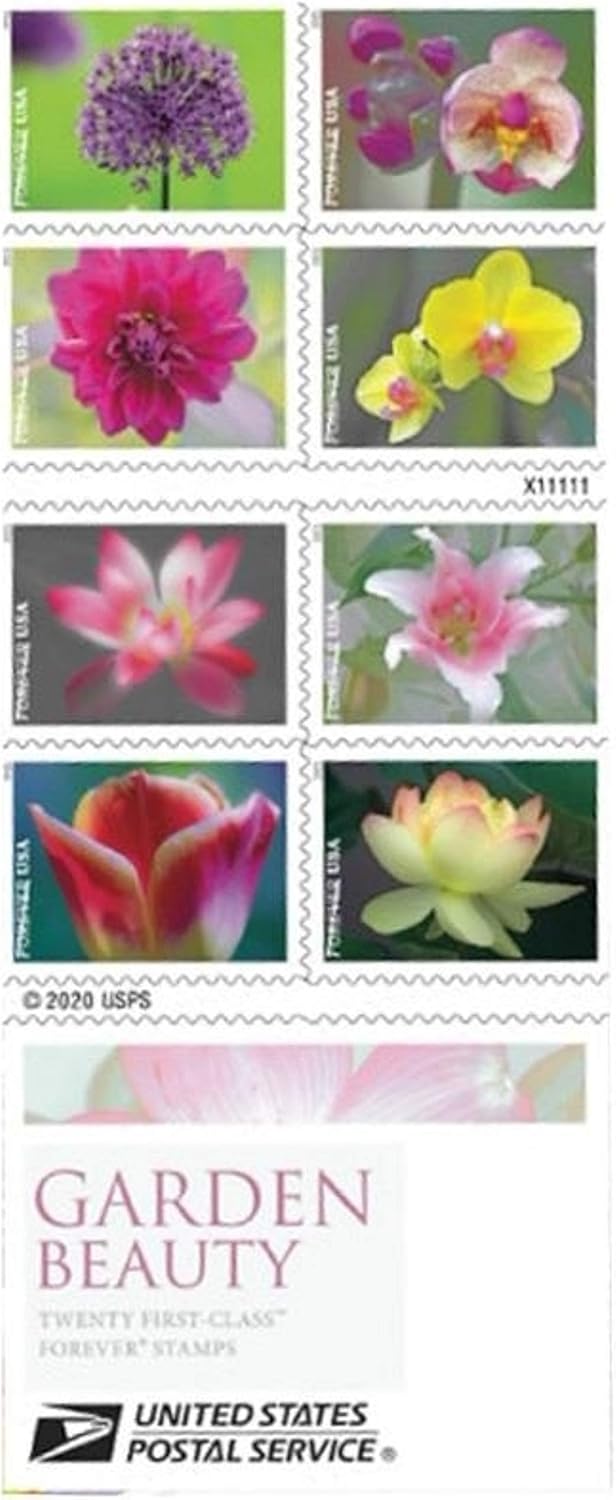 USPS Garden Beauty Forever Postage Stamps Book of 20 Self-Stick X68952
