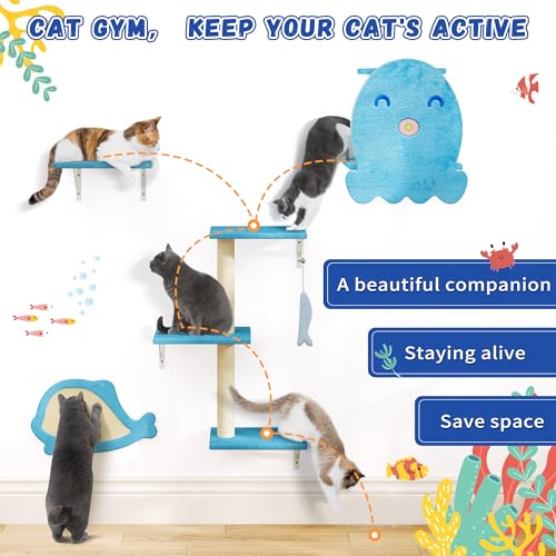 COZIWOW Wall Mounted Cat Shelves and Perches, Set of 5 (Grey) Y44261