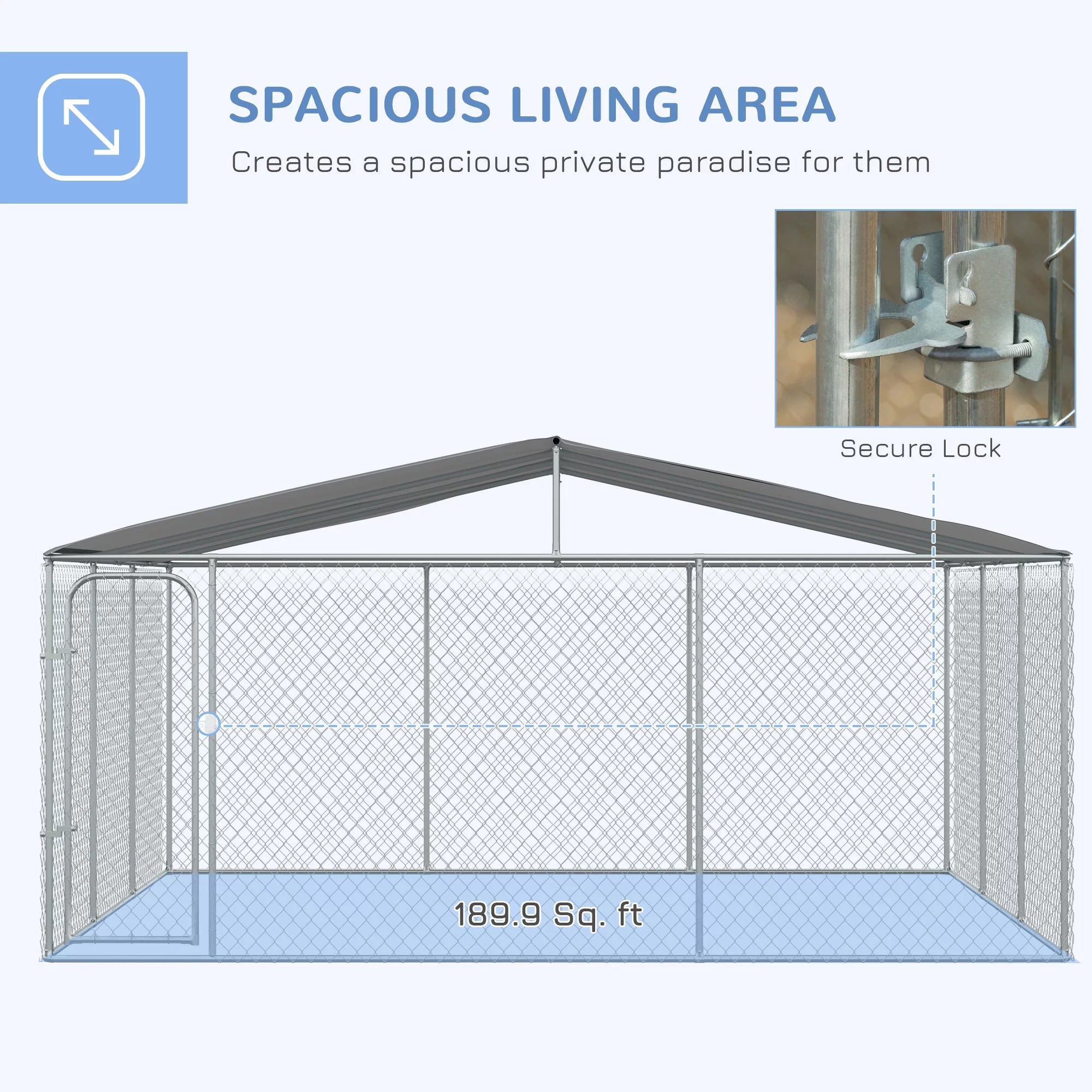PawHut Dog Kennel Heavy Duty Playpen with Galvanized Steel, Waterproof Cover Q7384