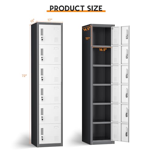 Bonusall Metal Locker 3-Tier Steel Storage Cabinet, 3 Doors Grey H746