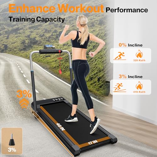 Walking Pad Under Desk Treadmill with Incline, Portable with App & Remote Control H7362