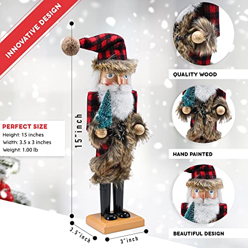 Ornativity Christmas Santa Nutcracker Red and Black Wooden Figure 15" S3008