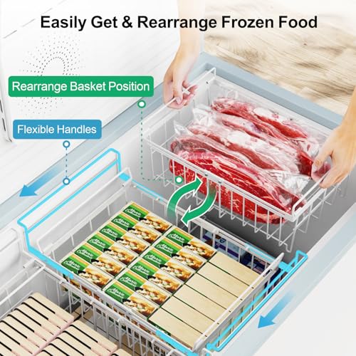 iSPECLE Freezer Organizer Bins 2 Pack, Expandable Stackable for Chest Freezer, Black R10570