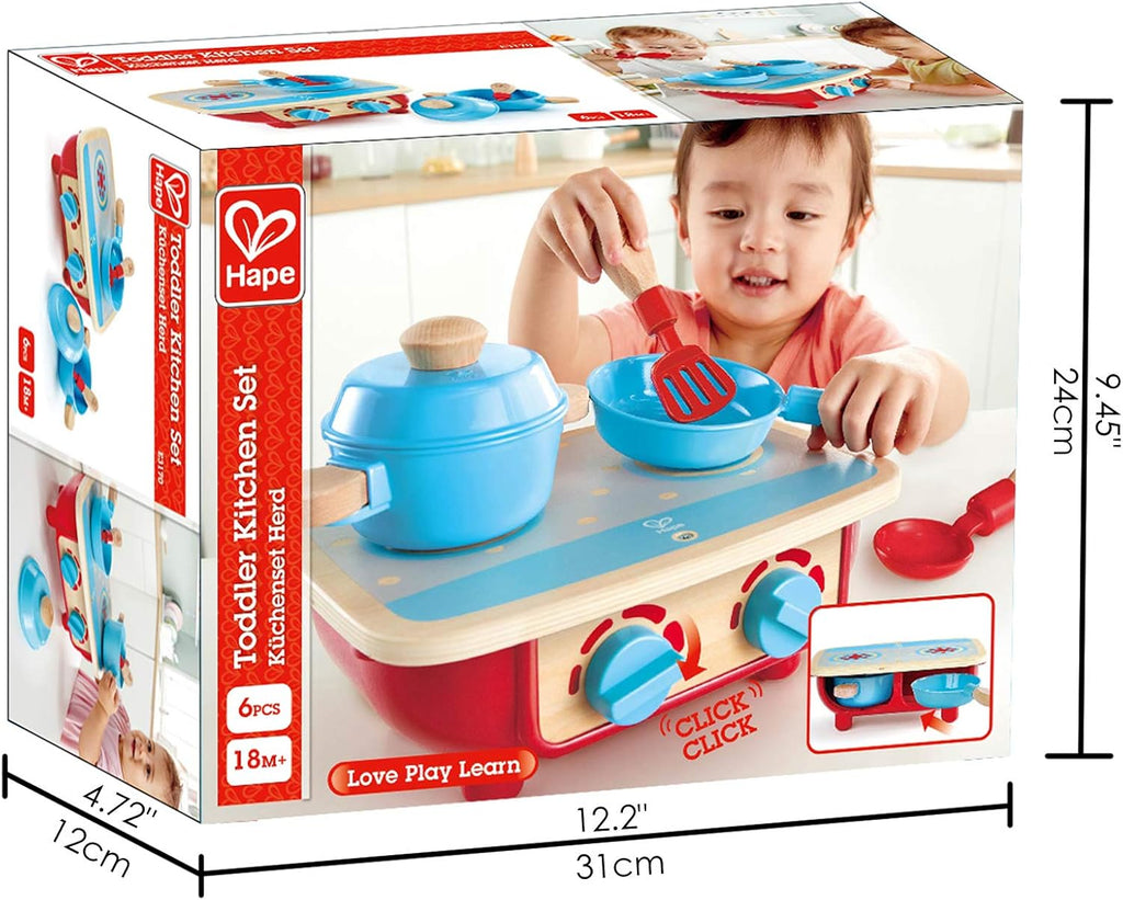 Hape Toddler Wooden 6 Piece Kitchen Set with Toy Stove H7320