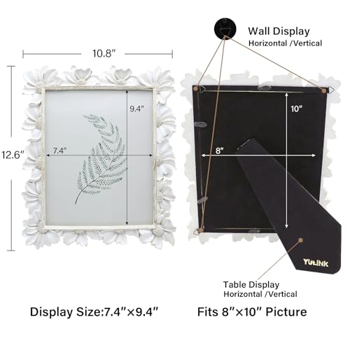 Vintage Picture Frame 8x10 Antique Black Ornate for Tabletop and Wall U180