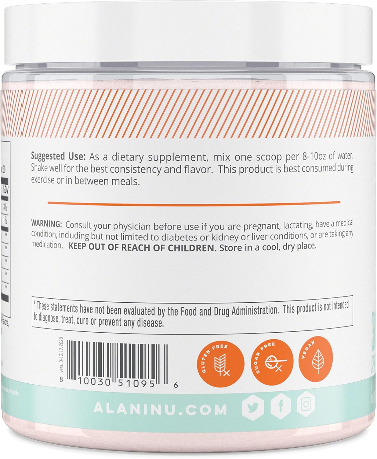Alani Nu BCAA Hawaiian Shaved Ice, 8.68 oz, 30 Servings W989799