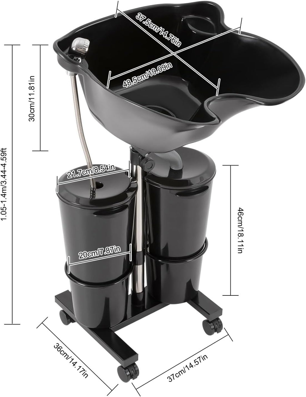 Portable Shampoo Bowl with Electric Pump and 2 Water Buckets Y305463