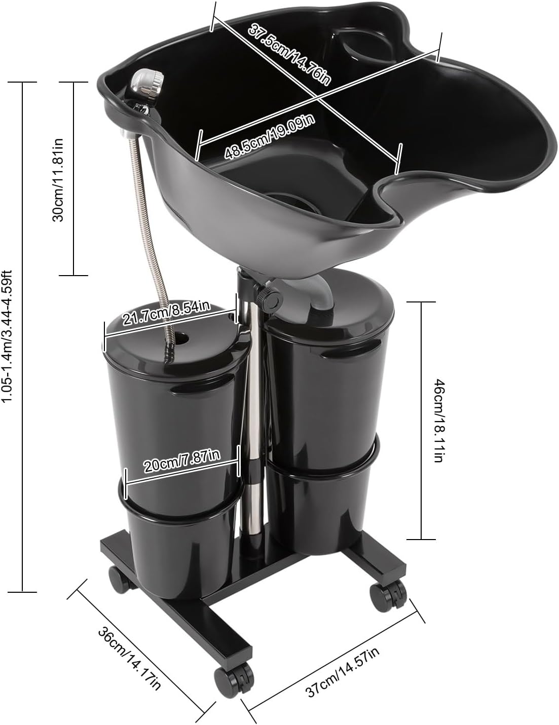 Portable Shampoo Bowl with Electric Pump and 2 Water Buckets Y305463