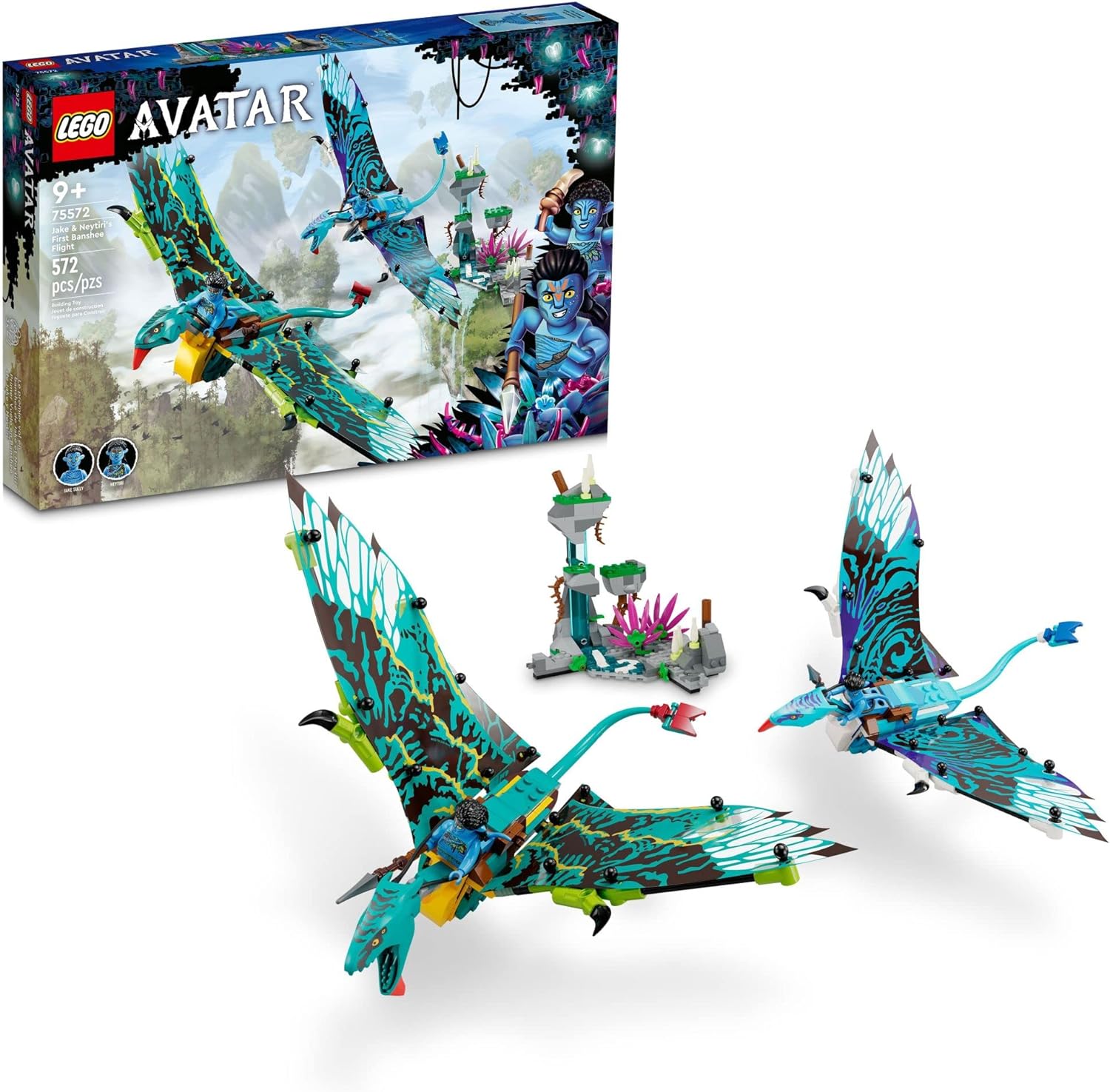 LEGO Avatar Jake & Neytiri First Banshee Flight 75572 Building Toys - Pandora Movie Inspired Set with 2 Banshee Figures, 2 Minifigures, Glow in The Dark Elements, Great for Kids Ages 9+