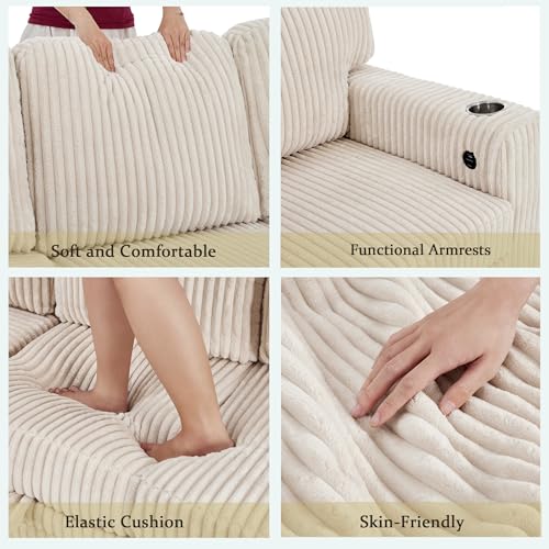 L-Shaped Pull Out Sleep Sofabed with Storage Chaise, Chenille Upholstered X30892