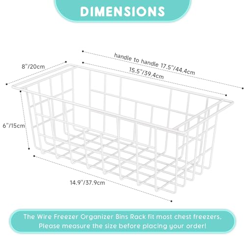 Chest Freezer Organizer Bins 2Packs with Hanging Handles, Metal Wire Storage Basket N1098