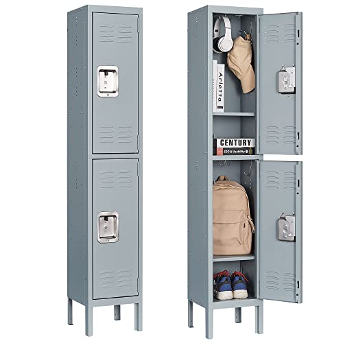 Letaya Metal Lockers 5 Doors 66" Tall Steel Storage Cabinet Gray G40479