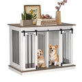 Dog Crate Furniture with Divider, Dog Crate for Small to Large Dogs, Dog Kennel Furniture with Double Doors, 47.2" W x 23.6" D x 35" H, White