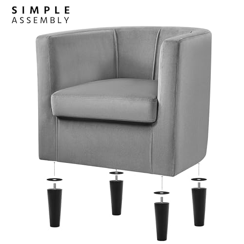 Yaheetech Velvet Accent Chair, Modern Upholstered Barrel Chair, Olive Green J55628