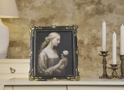 Vintage 8x10 Picture Frame with Glass Front, Antique Retro Photo Frame for Wall or Tabletop, Silver N745