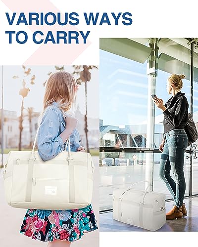BAGSMART Travel Duffle Bag for Women, Carry On Weekender Overnight Tote, Pink H121