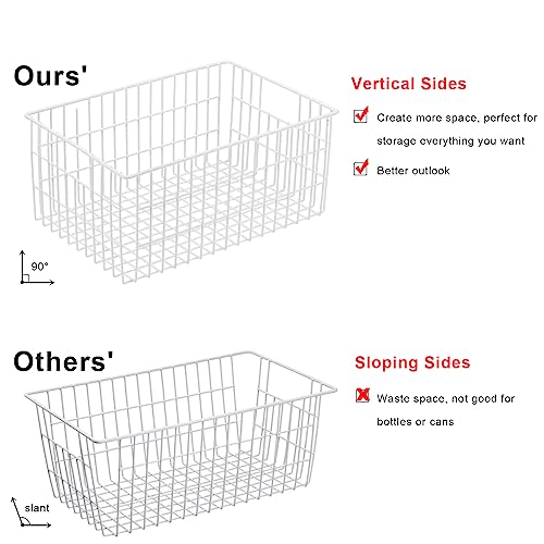 Orgneas Freezer Organizer Bins, Vertical Sides Wire Baskets, Set of 6 A2411