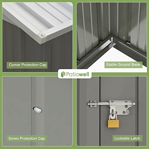 Patiowell 5x3 FT Outdoor Storage Shed with Sloping Roof and Lockable Door, Brown L4971