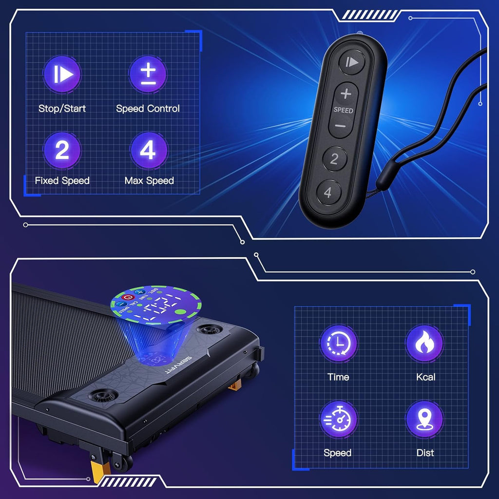 Walking Pad Under Desk Treadmill with Incline, Portable with Remote Control Y320