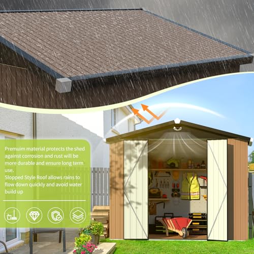 Metal Storage Shed 10x12 Outdoor Building with Lockable Doors T60989