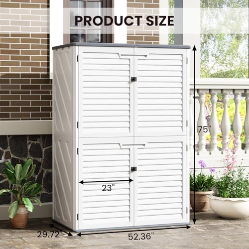Outdoor Resin Storage Shed 64 Cu.Ft Waterproof Cabinet K6967
