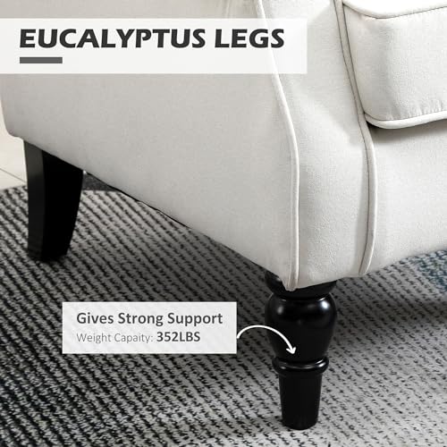 HOMCOM Mid-Century Modern High Wingback Accent Chair with Wood Legs, Dark Brown V59069