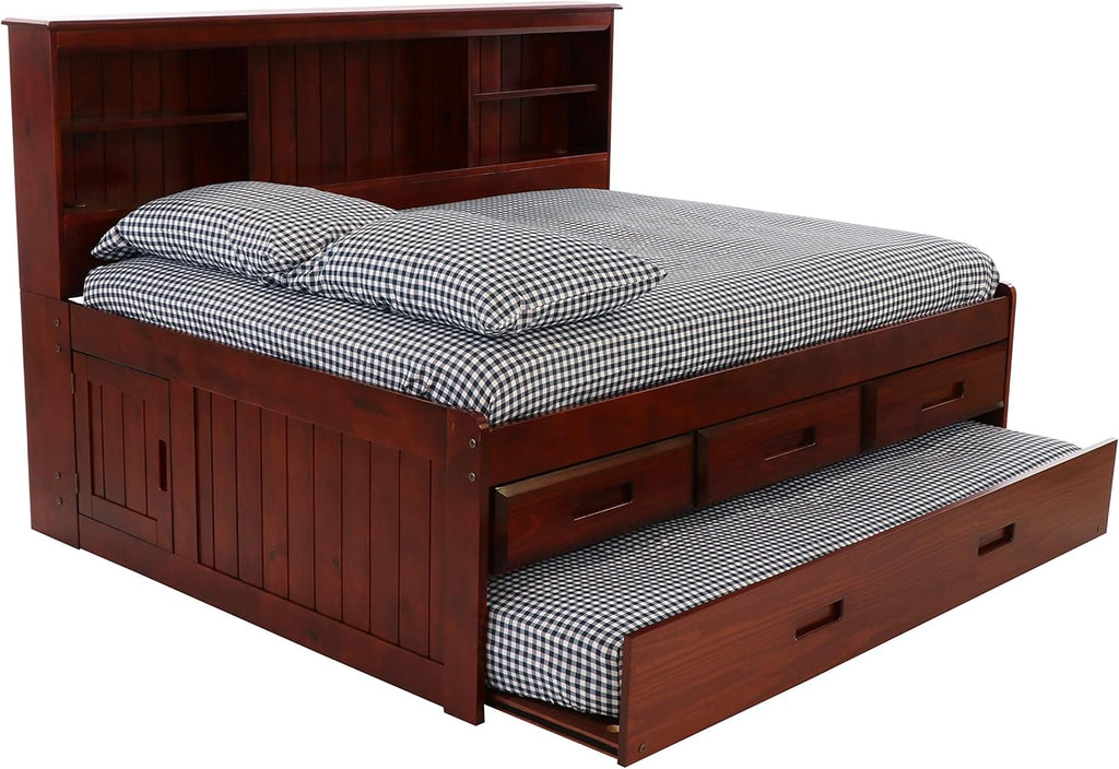 Discovery World Furniture Full Bookcase Daybed with 3 Drawers & Trundle Merlot G220