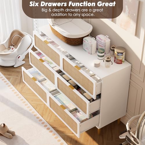 Rattan 5 Drawer Tall Dresser for Bedroom, Black V99880
