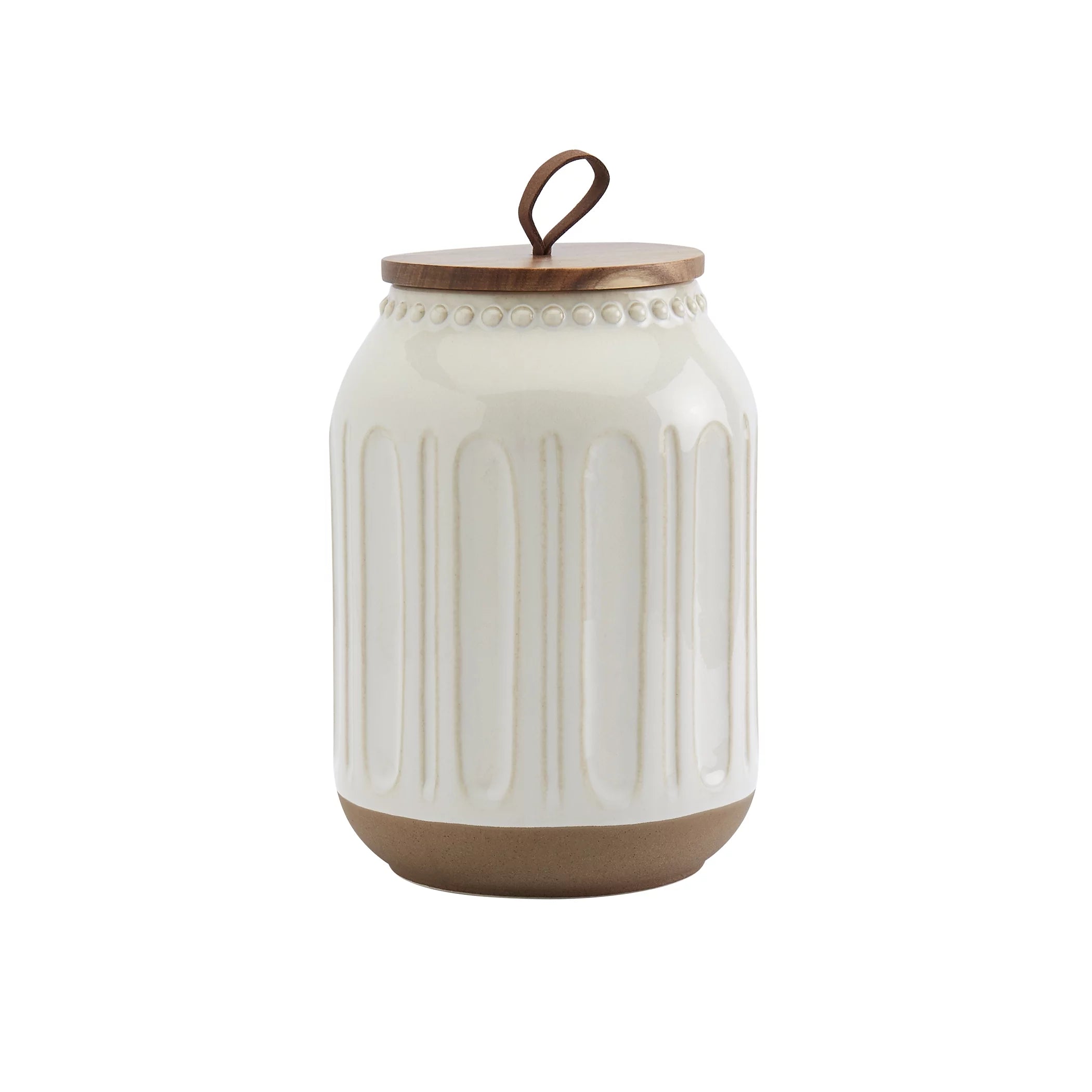 Tabletops Gallery 3 Piece White Stoneware Canister Set with Wood Lids M61983