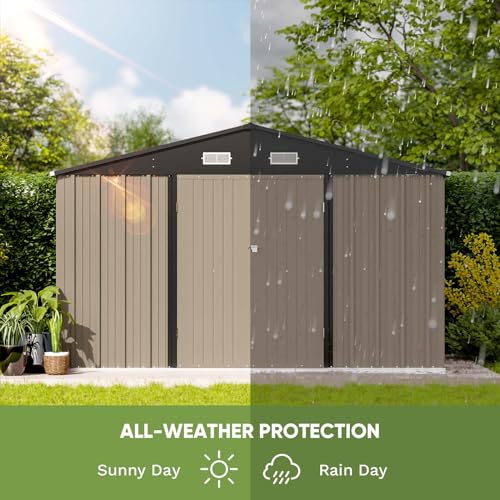 Patiowell 5x3 FT Outdoor Storage Shed with Sloping Roof and Lockable Door, Brown L4971