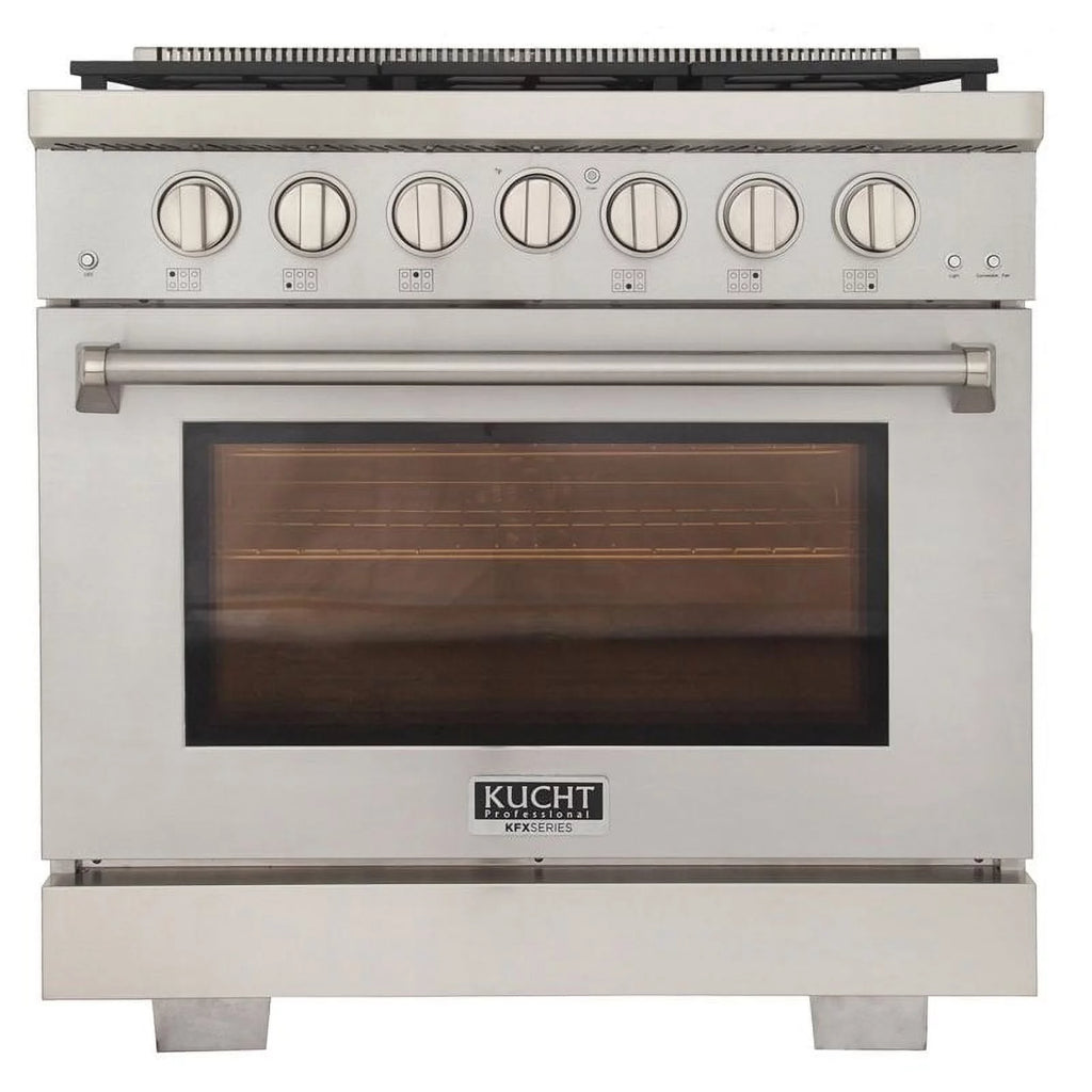 Kucht Professional 36" Stainless Steel Propane Gas Range with Oven in Silver