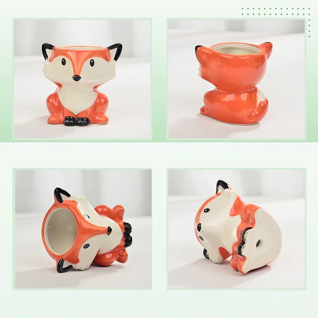 6Pcs Ceramic Succulent Pots with Drainage, Cute Animal Planters for Indoor Decor E166