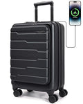 BAGSMART Expandable Carry On Luggage 22x14x9 Airline Approved, 20" Suitcases with Spinner Wheels,Charging Ports,TSA Lock, Hard Shell Front Opening Carry On Luggage for Men Women Travel Business,White