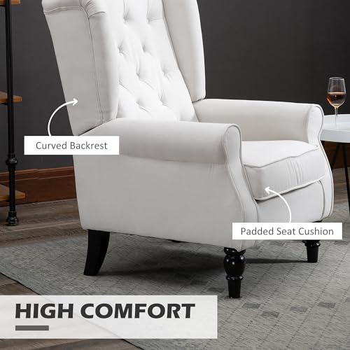 HOMCOM Mid-Century Modern High Wingback Accent Chair with Wood Legs, Dark Brown V59069