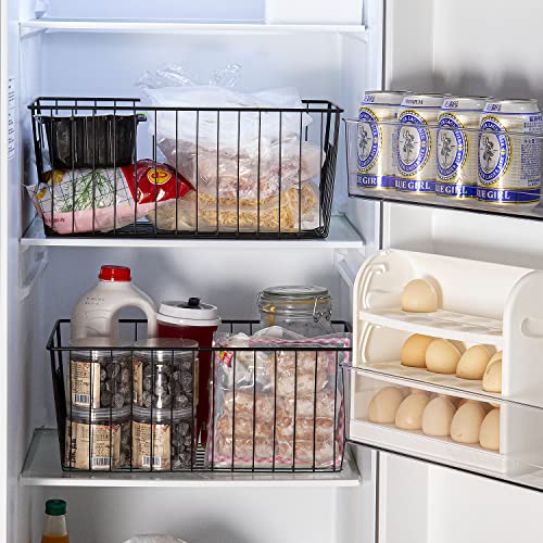 16" Upright Freezer Organizer Baskets, Wire Storage Bins, White, Set of 6 V556519